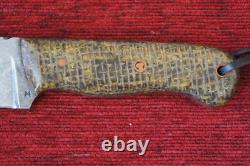 Custom USA Handmade Mike Brickman Knives Large Edc Hunting Knife Burlap Micarta