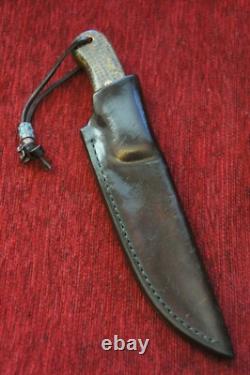 Custom USA Handmade Mike Brickman Knives Large Edc Hunting Knife Burlap Micarta