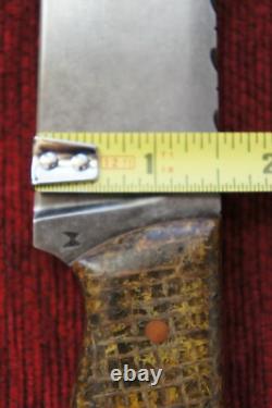 Custom USA Handmade Mike Brickman Knives Large Edc Hunting Knife Burlap Micarta