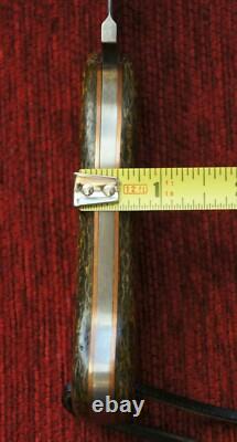 Custom USA Handmade Mike Brickman Knives Large Edc Hunting Knife Burlap Micarta