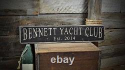 Custom Yacht Club Est. Date Sign Rustic Hand Made Vintage Wood Sign