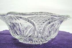 Cut Crystal Footed Center Bowl 9 Rare Vintage Fenton Hand Made in the USA