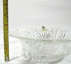 Cut Crystal Footed Center Bowl 9 Rare Vintage Fenton Hand Made in the USA