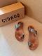 Cydwoq Hand Made In Usa Thong Turquoise Embossed Leather Sandals Womens Sz 40