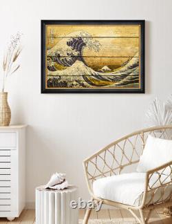 DECORARTS The Great Wave off Kanagawa by Hokusai Vintage Framed Canvas Art Print