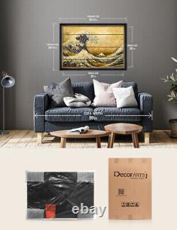 DECORARTS The Great Wave off Kanagawa by Hokusai Vintage Framed Canvas Art Print