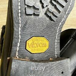 DEHNER'S Black Leather Tank Strap Boots 10.5 11 Hand Made in USA Vibram Sole