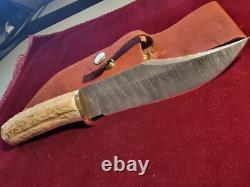Damascus Hunting Knife Hand Made By Me Blade Made In Yhe USA Of Top Workmanship