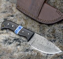 Damascus Hunting Knife Skinning Fixed Blade Horizontal Carry Utility Camping EDC