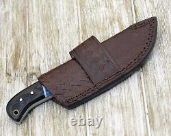 Damascus Hunting Knife Skinning Fixed Blade Horizontal Carry Utility Camping EDC
