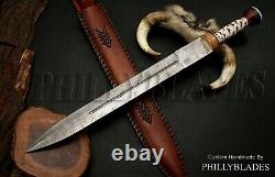 Damascus Steel Custom Handmade Stabilized Pinecone Handle Dagger SWORD FXG-79