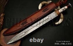 Damascus Steel Custom Handmade Stabilized Pinecone Handle Dagger SWORD FXG-79