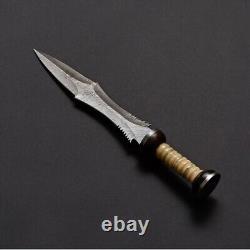 Damascus steel hand made hunting knife wood handle made in USA