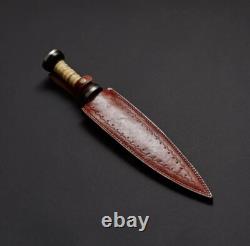 Damascus steel hand made hunting knife wood handle made in USA