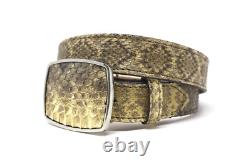 Diamondback Rattlesnake Leather Belt with Removable Buckle