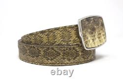 Diamondback Rattlesnake Leather Belt with Removable Buckle