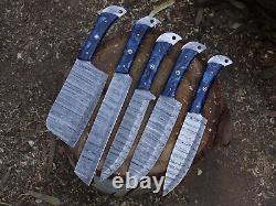EDCDamascus handmade Chef Knife 5 Pc Set Best Gift Kitchen Knives Set WithL/Sheath