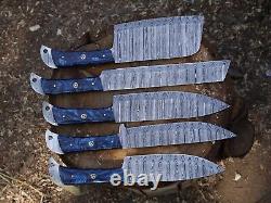 EDCDamascus handmade Chef Knife 5 Pc Set Best Gift Kitchen Knives Set WithL/Sheath