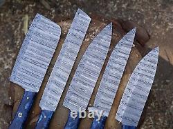 EDCDamascus handmade Chef Knife 5 Pc Set Best Gift Kitchen Knives Set WithL/Sheath