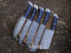 EDCDamascus handmade Chef Knife 5 Pc Set Best Gift Kitchen Knives Set WithL/Sheath