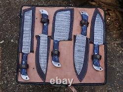EDCDamascus handmade Chef Knife 5 Pc Set Best Gift Kitchen Knives Set WithL/Sheath