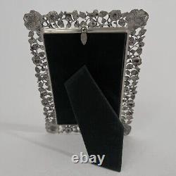 ELIAS FINE PEWTER & Sterling Photo Frame (1997) Ornate Trellis Rose Filigree