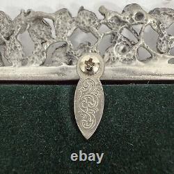 ELIAS FINE PEWTER & Sterling Photo Frame (1997) Ornate Trellis Rose Filigree