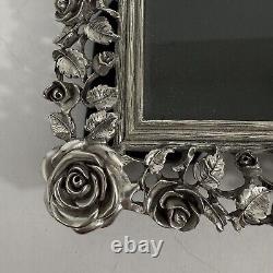 ELIAS FINE PEWTER & Sterling Photo Frame (1997) Ornate Trellis Rose Filigree