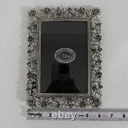 ELIAS FINE PEWTER & Sterling Photo Frame (1997) Ornate Trellis Rose Filigree