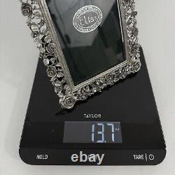 ELIAS FINE PEWTER & Sterling Photo Frame (1997) Ornate Trellis Rose Filigree