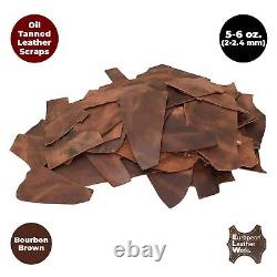 ELW 5-6 oz (2-2.4mm) Cowhide Leather Scraps Full Grain Bourbon Brown