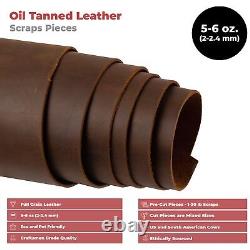 ELW 5-6 oz (2-2.4mm) Cowhide Leather Scraps Full Grain Bourbon Brown