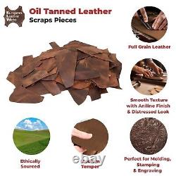 ELW 5-6 oz (2-2.4mm) Cowhide Leather Scraps Full Grain Bourbon Brown