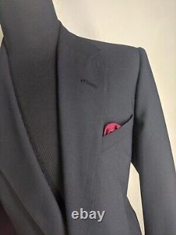 Edgar Pomeroy Made In USA Bespoke Wool Black Suit 2 Btn 2Vents 46 Long Near Mint