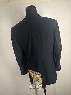 Edgar Pomeroy Made In USA Bespoke Wool Black Suit 2 Btn 2Vents 46 Long Near Mint