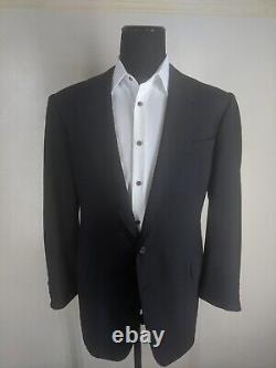 Edgar Pomeroy Made In USA Bespoke Wool Black Suit 2 Btn 2Vents 46 Long Near Mint