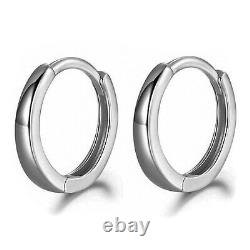 Elegant Men Women Solid 925 Sterling Silver Small Huggie Hoop Earrings