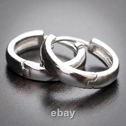 Elegant Men Women Solid 925 Sterling Silver Small Huggie Hoop Earrings