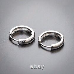 Elegant Men Women Solid 925 Sterling Silver Small Huggie Hoop Earrings