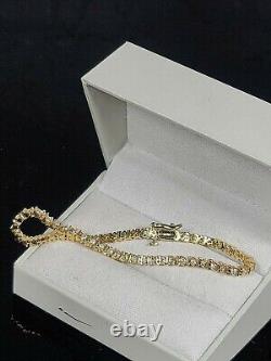 Estate Vintage 14K Yellow Gold Over 8 Ct Ladies Diamond Tennis Bracelet 7.5 inch