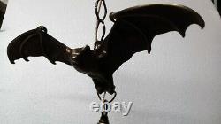 FABULOUS! #100 Artist-Made BRONZE GOTHIC BAT Chandelier Pendant withGlobe USA