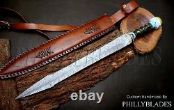 FXG-80 Damascus Steel Custom Handmade Stabilized Pinecone Handle Dagger SWORD