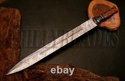 FXG-83 Damascus Steel Custom Handmade Stabilized Wood Hybrid Handle Dagger SWORD