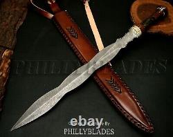 FXG-95 Damascus Steel Custom Handmade Stabilized Wood Hybrid Handle Dagger SWORD