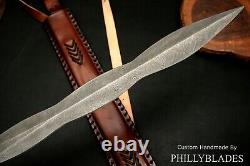 FXG-95 Damascus Steel Custom Handmade Stabilized Wood Hybrid Handle Dagger SWORD