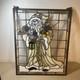 Father Christmas Stained Glass Mayda 20 X 16 Brass Frame