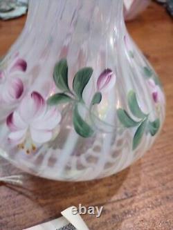 Fenton French Opalescent Vase Spiral Optic WithCape Code Green Green Edge