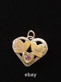 Fine Artisan Heart Bird Tourmaline Pendant