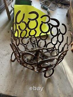 Fire Pit, Handmade With 55 Horseshoes