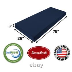 FoamRush Bunk 26 x 75 High Density Foam Mattress Replacement Camper Cot USA